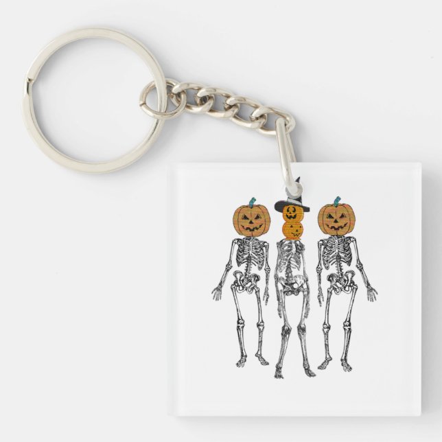 Llavero Dancing Skeleton Cabeza de calabaza Funny Hallowee (Frente)