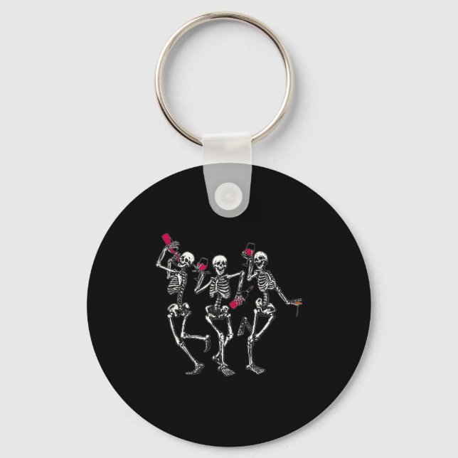 Llavero Dancing Skeletons Drinking Wine Lover Funny Hallow (Anverso)