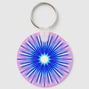 Llavero dandelia azul en la cadena de teclas rosa