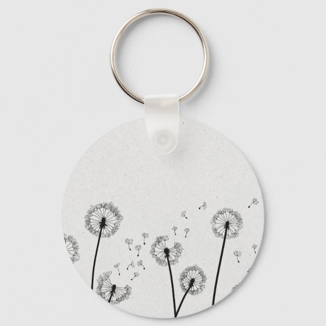 Llavero Dandelions Flowers Pappus Spores Gray (Anverso)