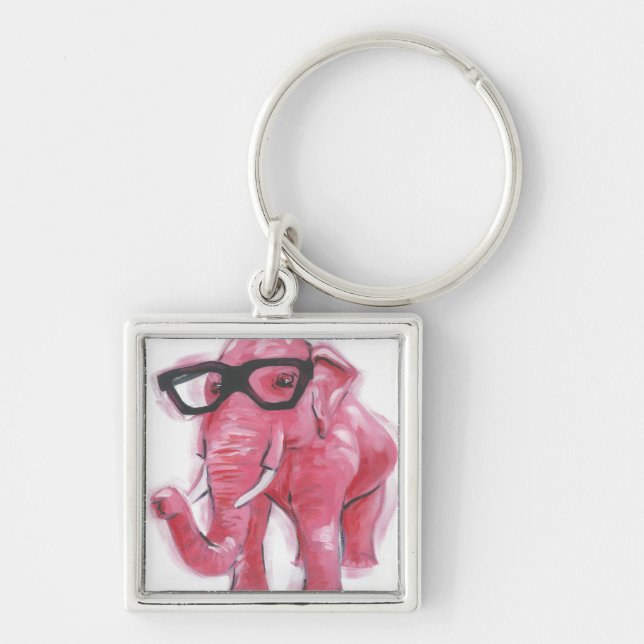 Llavero Dapper Animal | Elefante Rosa En Lentes De Ojo (Frente)