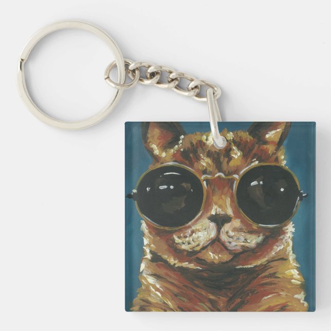 Llavero Dapper Animal | Gatito En Gafas De Sol (Frente)