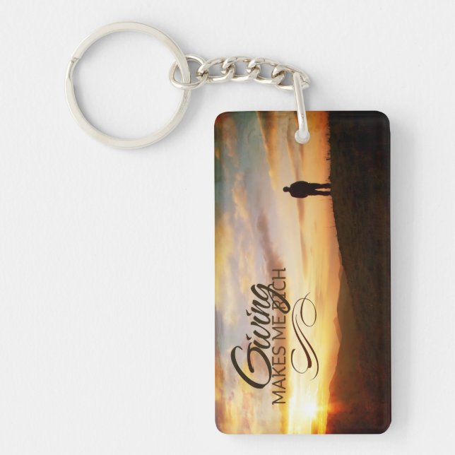 Llavero "Dar me hace rico" Motivación Afirmación (Frente)