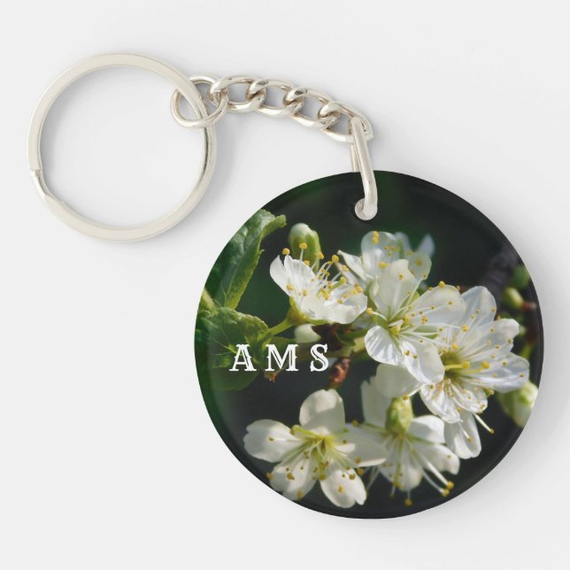 Llavero Dark Botanical Honey Bee & Plum Blossom Keychain (Frente)
