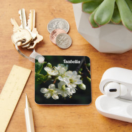 Llavero Dark Botanical White Plum Blossom Acrylic Keychain