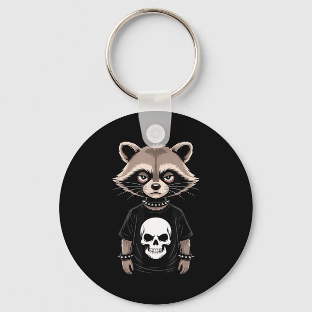 Llavero Dark Emo Raccoon With Skull Punk Style Alternative (Anverso)
