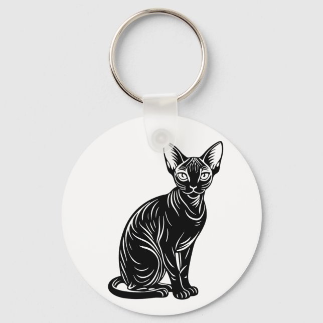 Llavero Dark Sphynx Cat Art – Mysterious Minimal Design (Anverso)