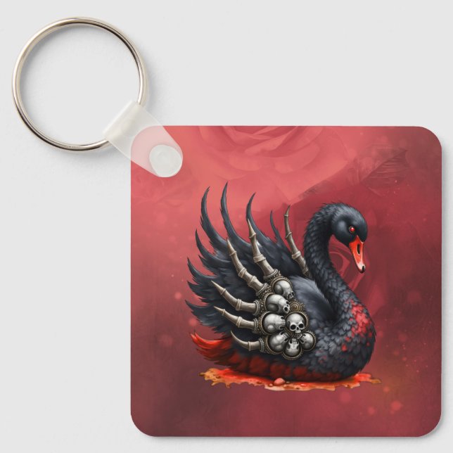 Llavero Dark Swan of Bones – Gothic Elegance  (Anverso)