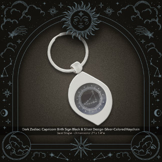 Llavero Dark Zodiac: Capricorn Birth Sign Black & Silver