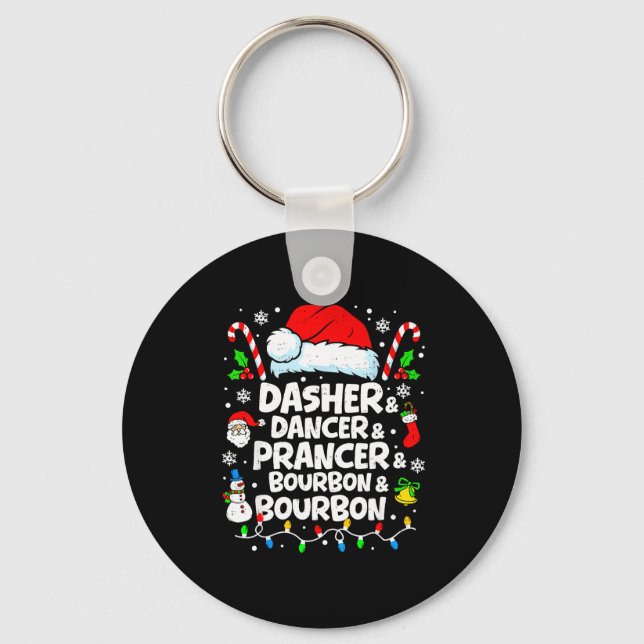 Llavero Dasher Dancer Prancer Bourbon Funny Christmas Sant (Anverso)