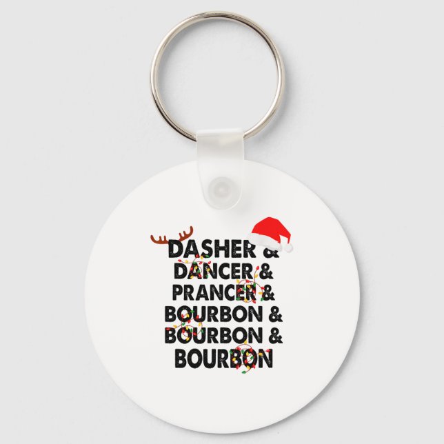 Llavero Dasher Dancer Prancer & Bourbon Navidad (Anverso)