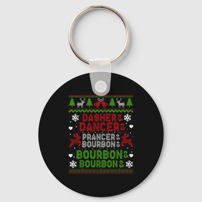 Llavero Dasher Dancer Prancer Bourbon Ugly Christmas Santa (Anverso)