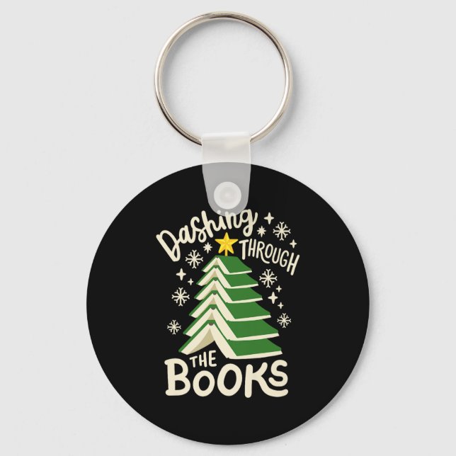 Llavero Dashing Through The Books Christmas Book Lovers Me (Anverso)