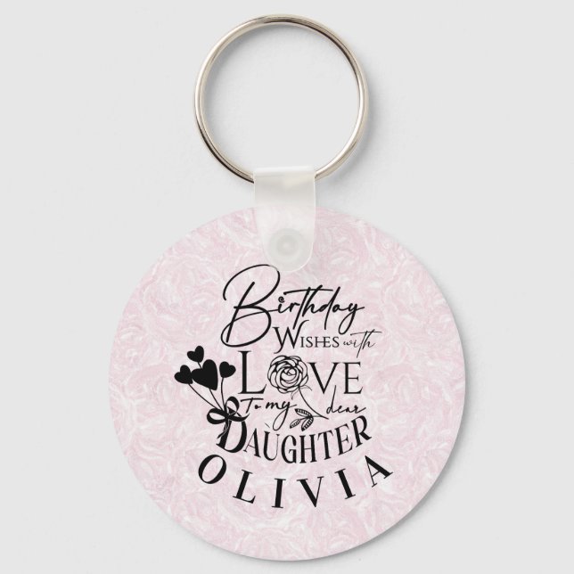 Llavero Daughter  Birthday Calligraphy Custom Name  Modern (Anverso)