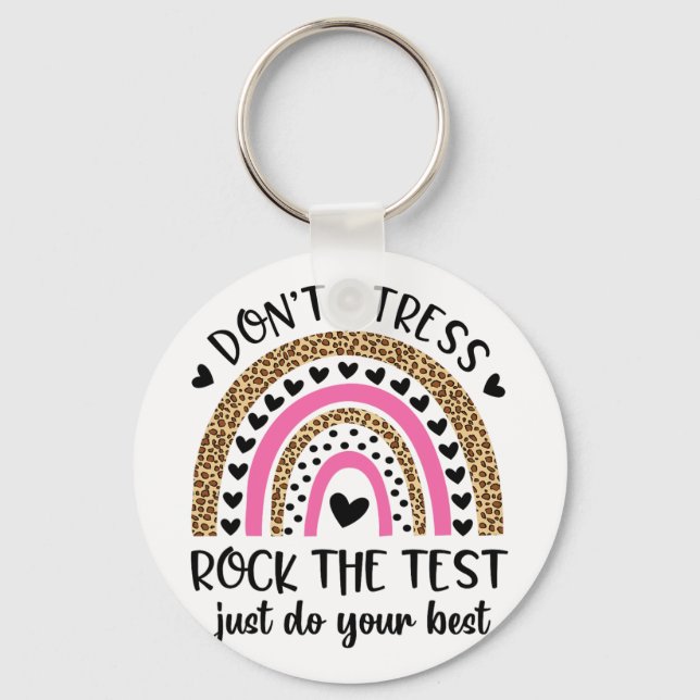 Llavero Day Rock The Test Rainbow Teacher Funny Testing Da (Anverso)