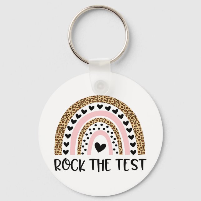Llavero Day Rock the Test Teacher Funny Rainbow Testing Da (Anverso)