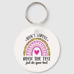 Llavero Day Rock The Test Teacher Testing Day Rainbow Teac