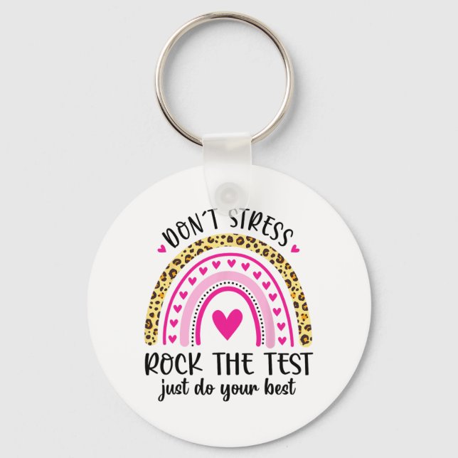 Llavero Day Rock The Test Teacher Testing Day Rainbow Teac (Anverso)