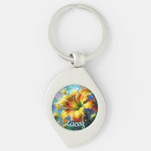 Llavero Daylily Daylilies Flor Amarillo Verde azulado pers
