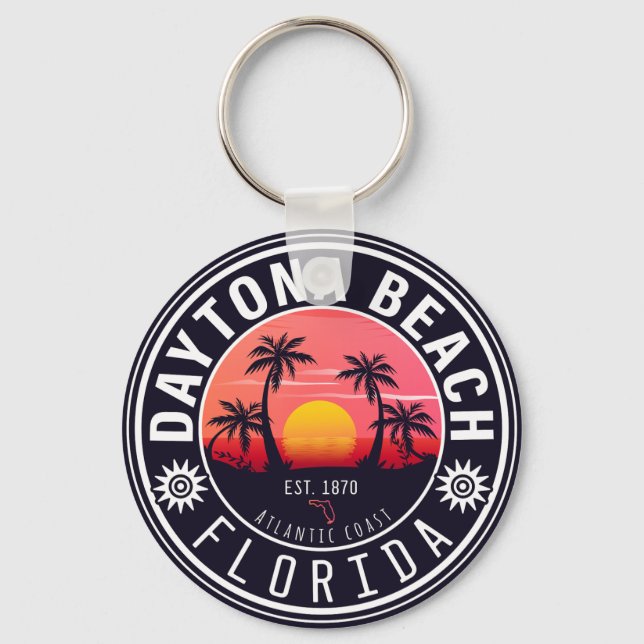 Llavero Daytona Beach Florida Retro Sunset Souvenirs 80 (Anverso)