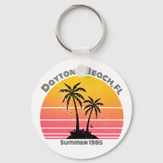 Llavero Daytona Beach Retro Sunset Palms (Anverso)