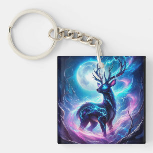 Llavero de acrílico Ciervo Neon Celestial y Luna L