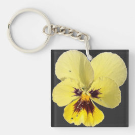 Llavero de acrílico con foto de flor de pensamient