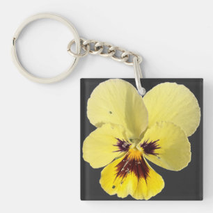 Llavero de acrílico con foto de flor de pensamient