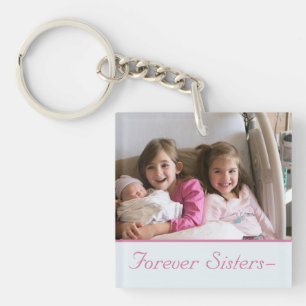 Llavero de acrílico con foto de hermanas
