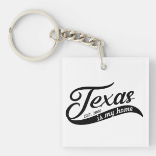 Llavero de acrílico con tipografía Texas Is My Hom