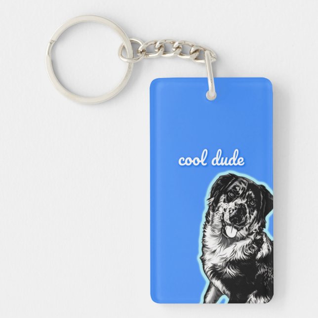 Llavero de acrílico Cool Dude Australian Shephard (Frente)
