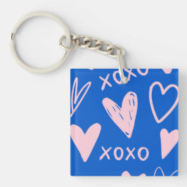 Llavero de Acrílico Corazones XOXO – Lindo Anillo 