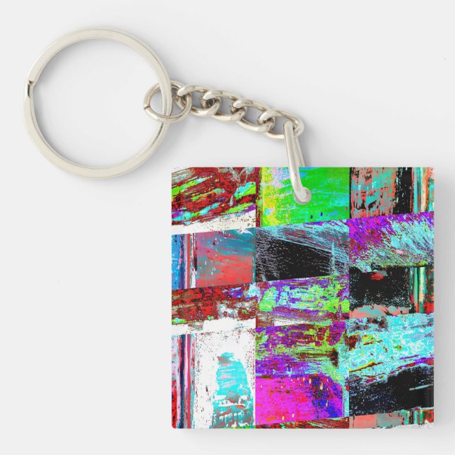 Llavero de acrílico – Cuadrícula abstracta (Frente)