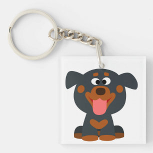 Llavero de acrílico de cachorro Rottweiler de dibu
