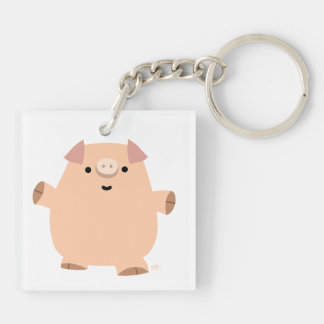 Llavero de acrílico de cerdo de dibujos animados d