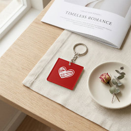 Llavero de acrílico de Corazón Rojo Contemporáneo