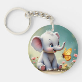 Llavero de acrílico de elefante mariposa de dibujo