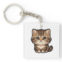 Llavero de acrílico de gatito atigrado marrón ador