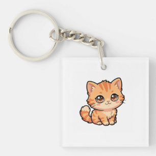 Llavero de acrílico de gatito atigrado naranja lin