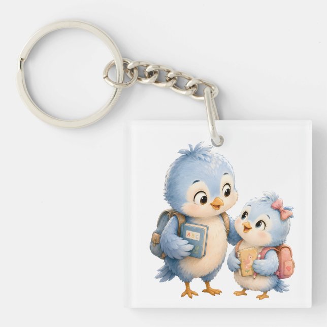 Llavero de acrílico de hermanos de pájaro azul (Frente)