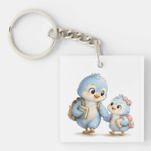 Llavero de acrílico de hermanos Pájaro Azul
