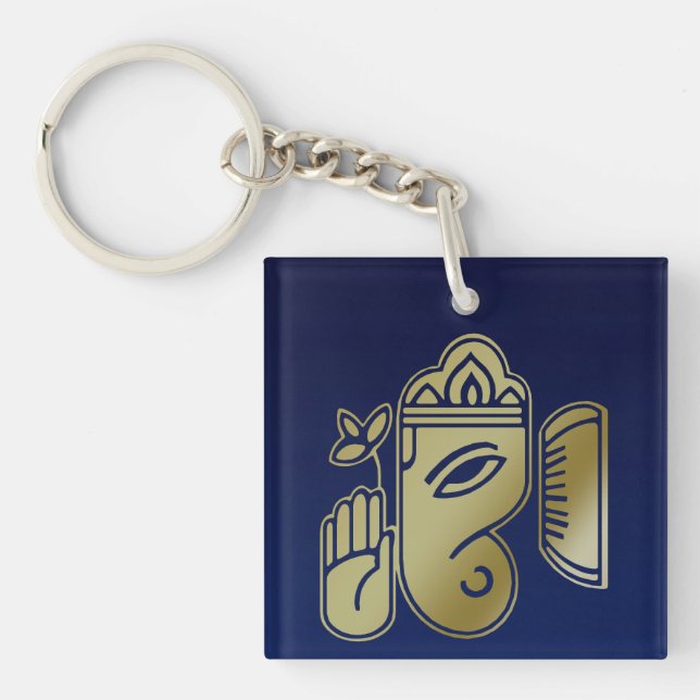 Llavero de acrílico de la diosa Ganesha dorada (Frente)