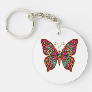 Llavero de acrílico de mariposa mandala boho color