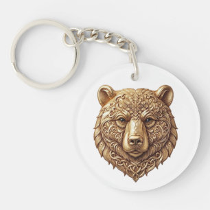 Llavero de acrílico de oso grizzly majestuoso, sal