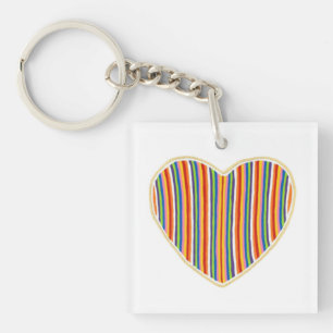 Llavero de Acrílico de Rayas de Corazón