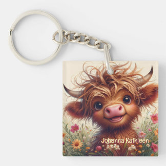 Llavero de acrílico de vaca Highland personalizado