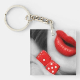 Llavero de acrílico Glam Casino Labios Rojos