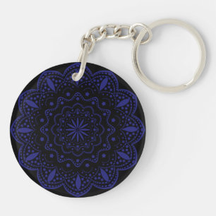 Llavero de acrílico Mandala   Negro y Púrpura