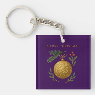 Llavero de acrílico morado - Feliz Navidad