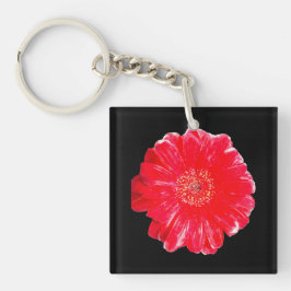 Llavero de acrílico negro con gerbera roja atrevid